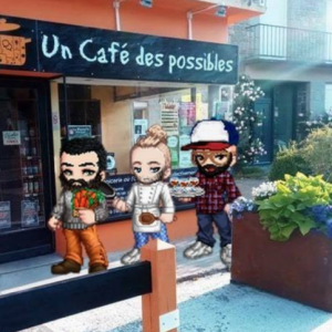 Damien, Martin et Yves du café des Possibles de Guipel